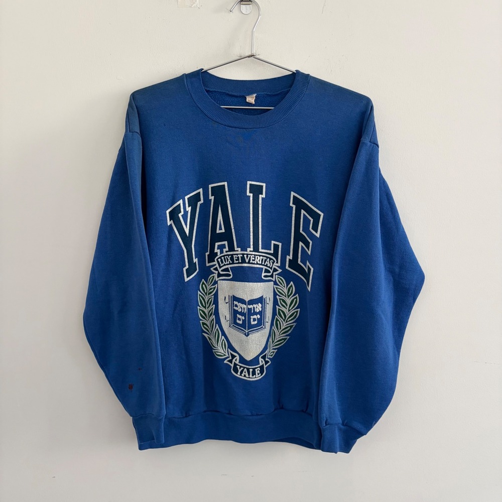 Vintage Yale University Crest Sweatshirt Blue Crewneck Pullover